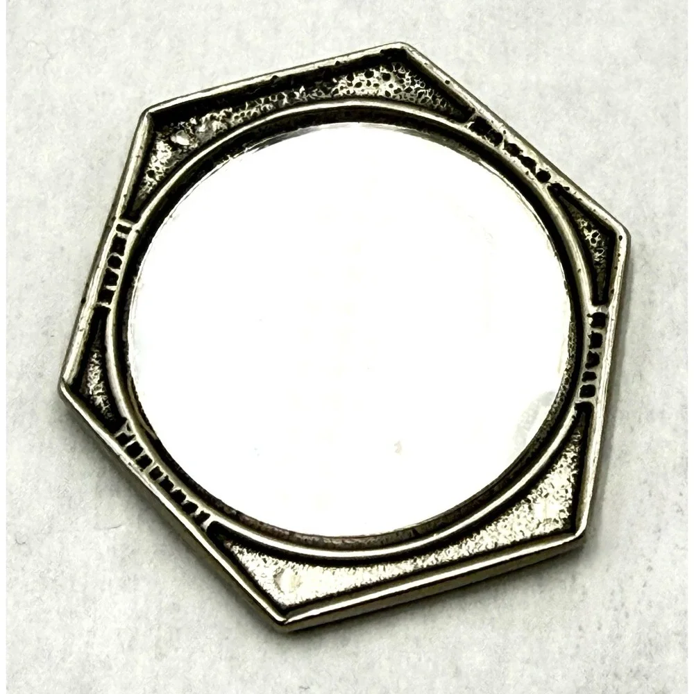 Tin Woodsman Studio Pewter Purse Mirror Hexagon Floral‎ Compact Oregon